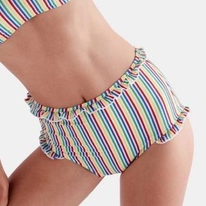 Solid and Striped Leslie Seersucker Ruffle Bikini Bottom (Multi Color)